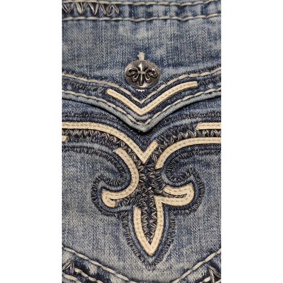 Rock Revival Ecton Slim Boot Denim Shorts Size 34 Distressed Cut-Off Jean Shorts - Picture 10 of 16